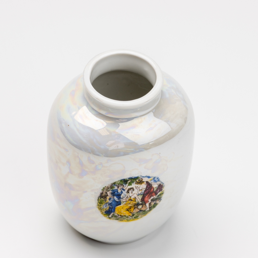 Porcelánová váza 12,5x9 cm perleťová biela grácie