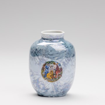 Porcelánová váza 12,5x9 cm perleťová modrá grácie