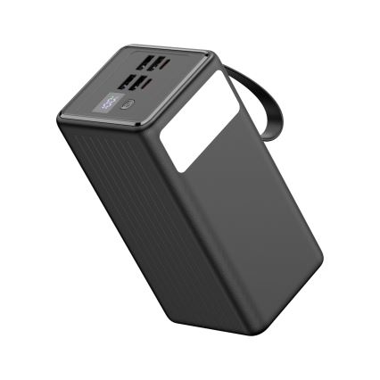 Power Bank 60000 mAh 20W Power Delivery 4xUSB-A + 2xUSB-C s LED svítilnou a USB-C kabelem 1m čierna