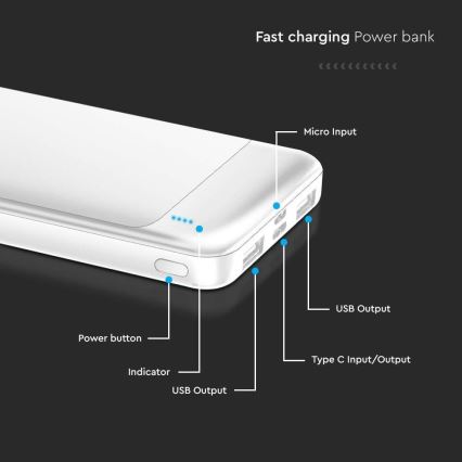 Power Bank Power Delivery 10000mAh/22,5W/5V biela