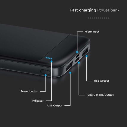 Power Bank Power Delivery 10000mAh/22,5W/5V čierna