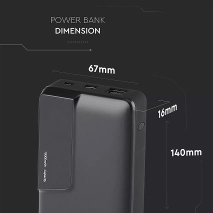 Power Bank s displejom 10000mAh/3,7V čierna