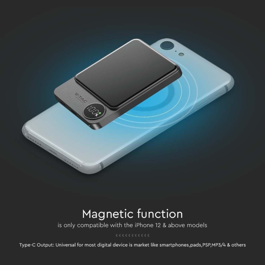 Power Bank s displejom a bezdrôtovým nabíjaním Power Delivery 10000mAh/20W/5V čierna