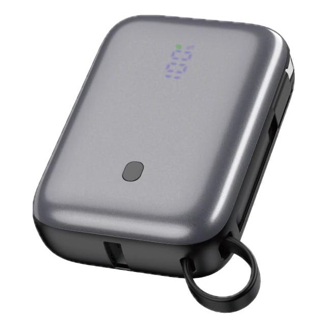 Powerbanka 10000 mAh 20W Power Delivery Compact s vstavaným navíjacím USB-C káblom 1m čierna