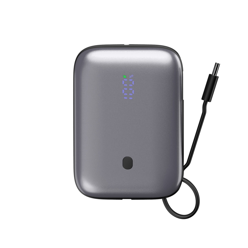 Powerbanka 10000 mAh 20W Power Delivery Compact s vstavaným navíjacím USB-C káblom 1m čierna