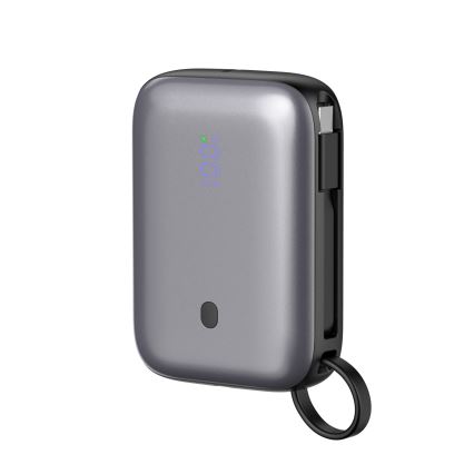 Powerbanka 10000 mAh 20W Power Delivery Compact s vstavaným navíjacím USB-C káblom 1m čierna