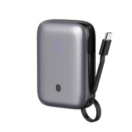 Powerbanka 10000 mAh 20W Power Delivery Compact s vstavaným navíjacím USB-C káblom 1m čierna