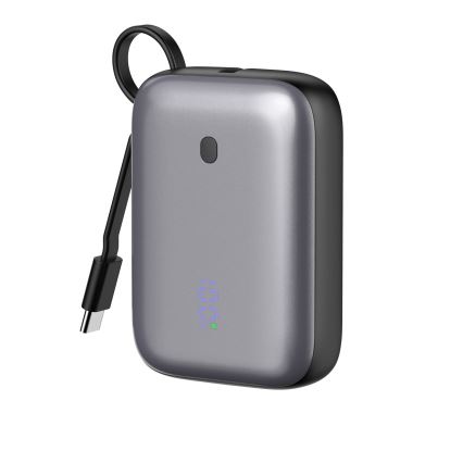 Powerbanka 10000 mAh 20W Power Delivery Compact s vstavaným navíjacím USB-C káblom 1m čierna
