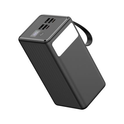 Powerbanka 60000 mAh 65W Power Delivery 4xUSB-A + 2xUSB-C s LED baterkou a USB-C káblom 1m čierna