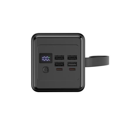 Powerbanka 60000 mAh 65W Power Delivery 4xUSB-A + 2xUSB-C s LED baterkou a USB-C káblom 1m čierna