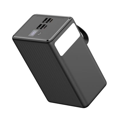 Powerbanka 80000 mAh 20W Power Delivery 4xUSB-A + 2xUSB-C s LED baterkou a USB-C káblom 1m čierna