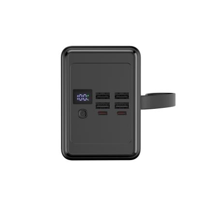 Powerbanka 80000 mAh 20W Power Delivery 4xUSB-A + 2xUSB-C s LED baterkou a USB-C káblom 1m čierna