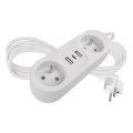 Predlžovací kábel 2 zásuvky + 2× USB-A + USB-C, dĺžka 1,4 m