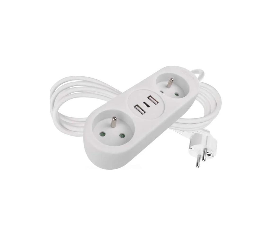 Predlžovací kábel 2 zásuvky + 2× USB-A + USB-C, dĺžka 1,4 m P0211E