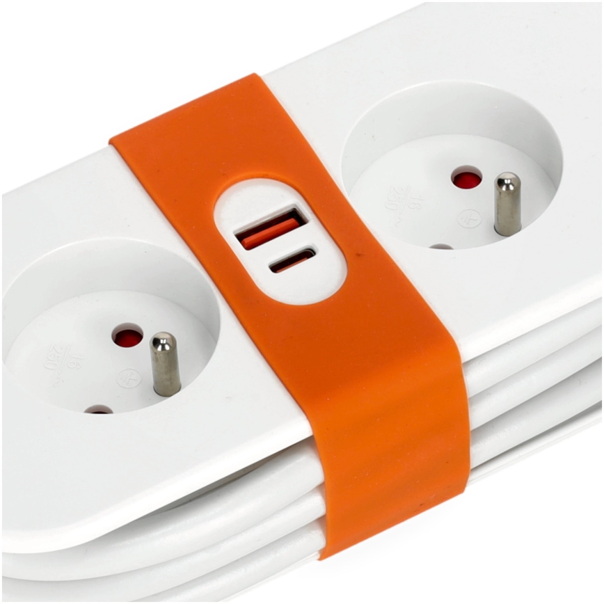 Predlžovací kábel 2Z + 2xUSB 1,4 m biela