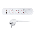 Predlžovací kábel 3Z so spínačom a USB A+C nabíjaním, 3 m