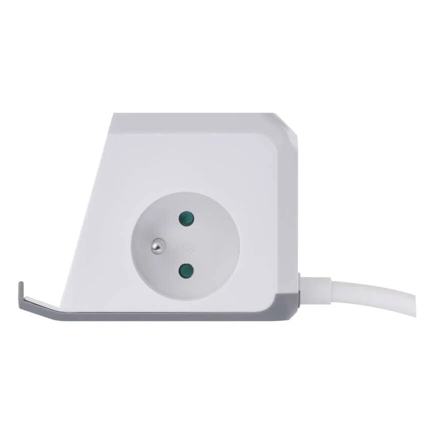 Predlžovací kábel kocka s bezdrôtovým nabíjaním QI 2Z +2xUSB-A+1xUSB-C 2m biela