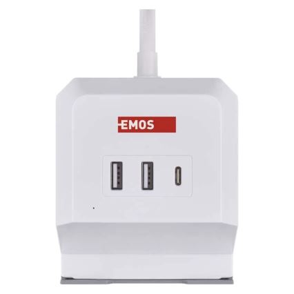 Predlžovací kábel kocka s bezdrôtovým nabíjaním QI 2Z +2xUSB-A+1xUSB-C 2m biela