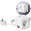 Predlžovací kábel kocka s vypínačom LINEA 3x230V + 4xUSB A/C biela
