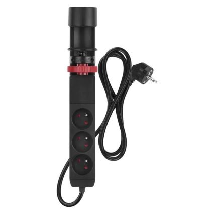 Predlžovací kábel s uchytením na stôl 3Z + 3xUSB 1,5m čierna