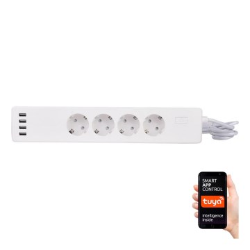 Predlžovací kábel s vypínačom 1,8 m + 4xUSB/Wi-Fi Tuya SCHUKO