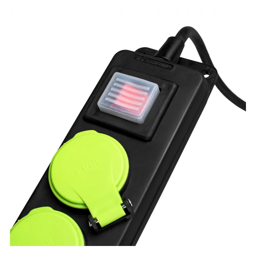 Predlžovací kábel s vypínačom, 3 zásuvky, 3 m, IP44