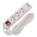 Predlžovací kábel s vypínačom 3Z+2xUSB-A+1xUSB-C 3m SCHUKO biela