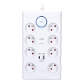 Predlžovací kábel s vypínačom a prepäťovou ochranou 8Z Typ E + 1xUSB-A + 1xUSB-C 2m biela