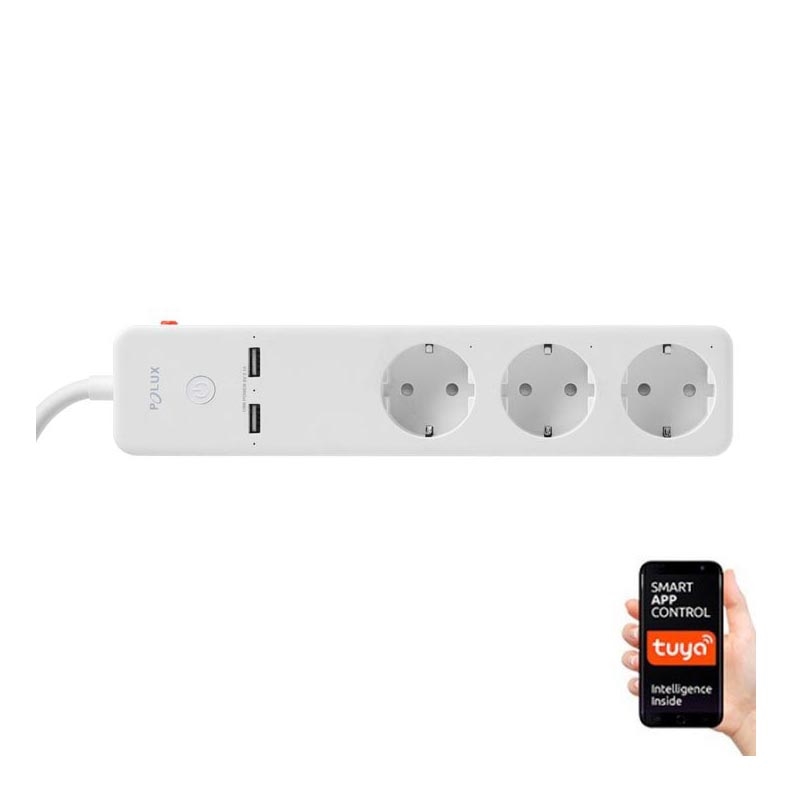 Predlžovací kábel SMART s vypínačom 1,5m + 2xUSB/Wi-Fi Tuya SCHUKO