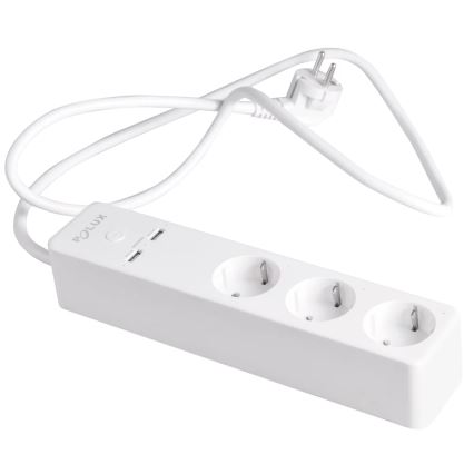 Predlžovací kábel SMART s vypínačom 1,5m + 2xUSB/Wi-Fi Tuya SCHUKO