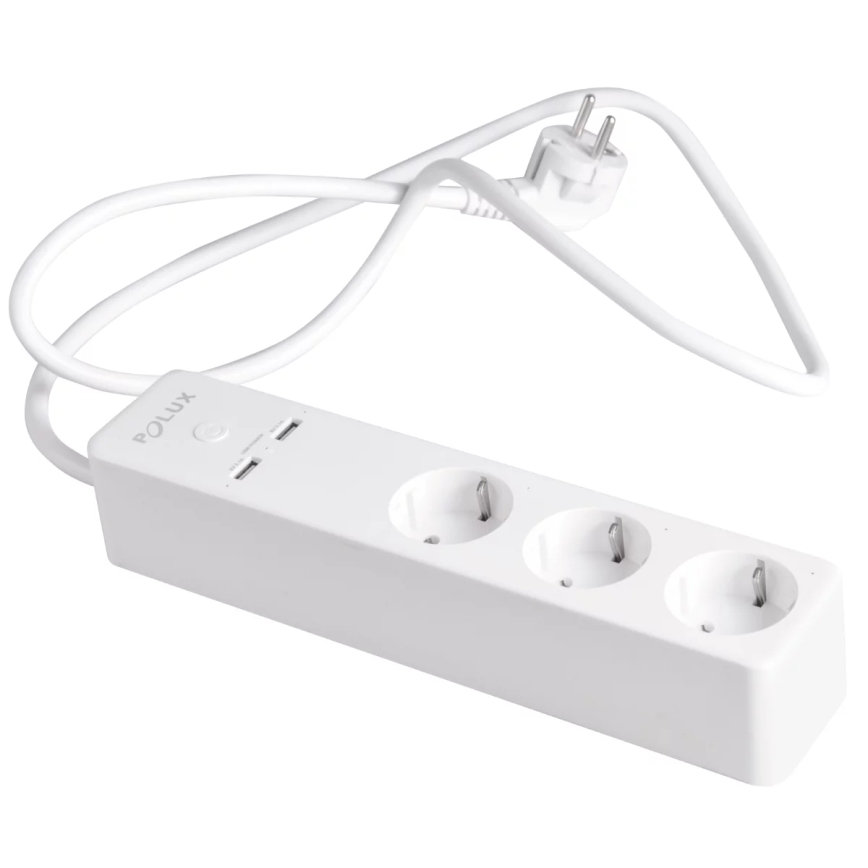 Predlžovací kábel SMART s vypínačom 1,5m + 2xUSB/Wi-Fi Tuya SCHUKO