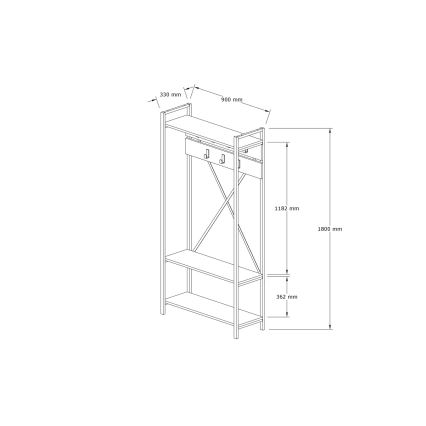 Predsieňová stena ALFA 180x90 cm biela/čierna