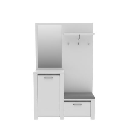 Predsieňová stena so zrkadlom HIRO biela/šedá