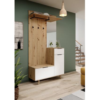 Predsieňová stena so zrkadlom SVEN hnedá/biela