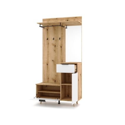 Predsieňová stena so zrkadlom SVEN hnedá/biela