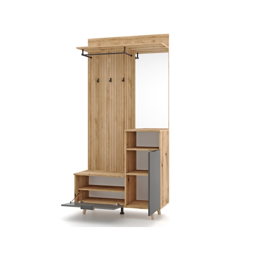 Predsieňová stena SVEN so zrkadlom, hnedá/grafit