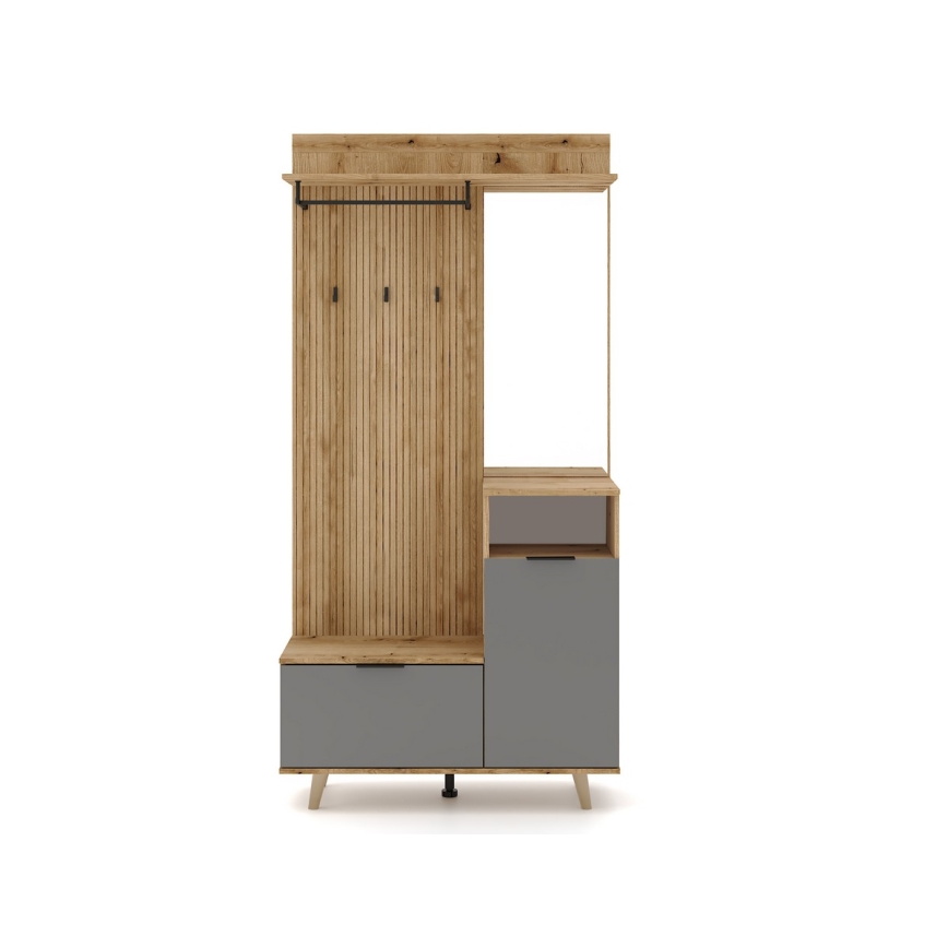 Predsieňová stena SVEN so zrkadlom, hnedá/grafit