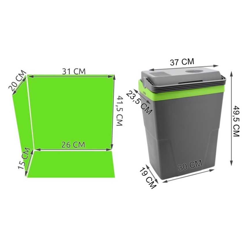 Prenosná autochladnička 22 l 55W/12V/230V šedá/zelená