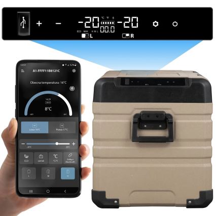 Prenosná autochladnička s LCD displejom 39 l 230V/12V/24V hnedá