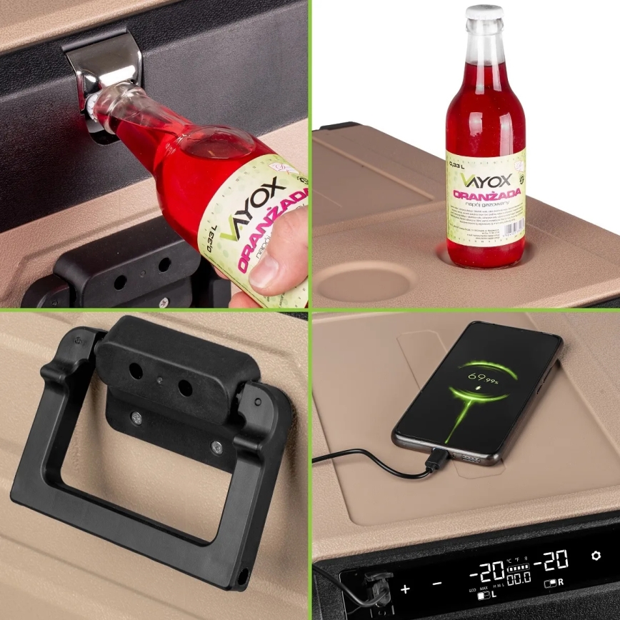 Prenosná autochladnička s LCD displejom 39 l 230V/12V/24V hnedá