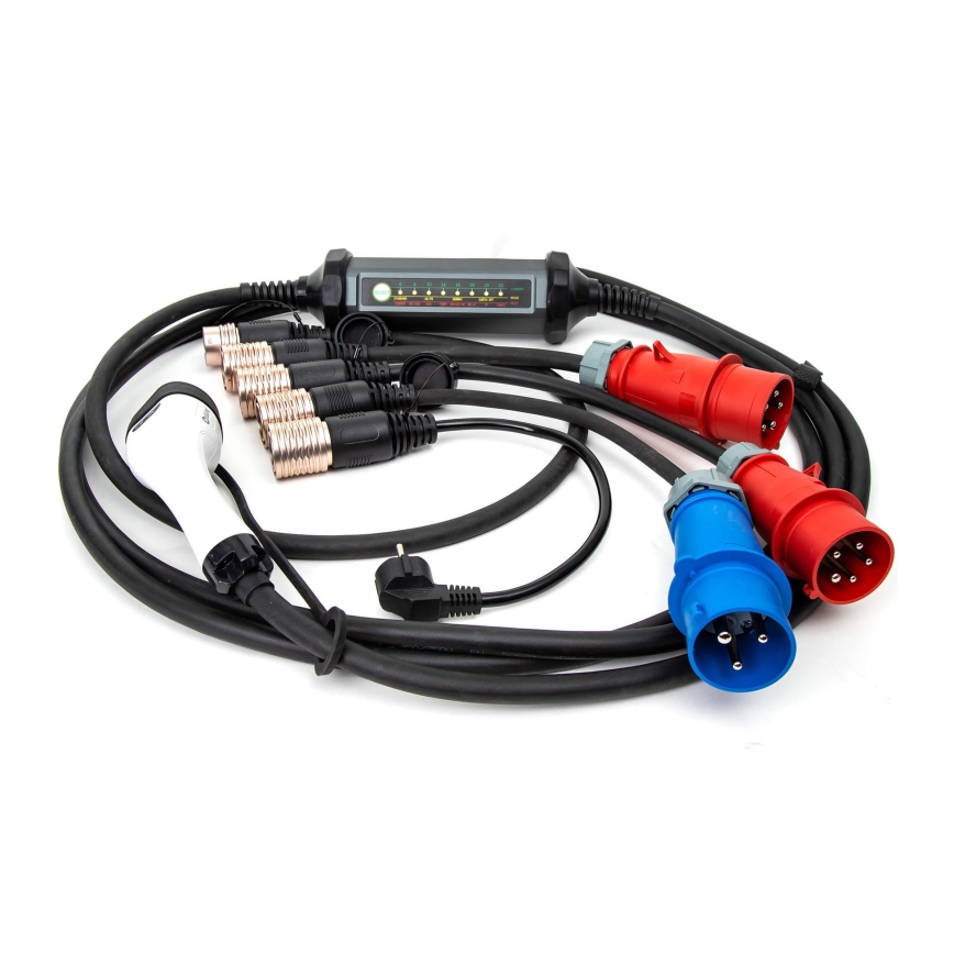 Prenosná nabíjačka pre elektromobily s 4 adaptérmi Type 2 32A/480V 22kW 7m IP67