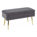 Prešívaná lavica s úložným priestorom VELVA 37x78 cm šedá/zlatá