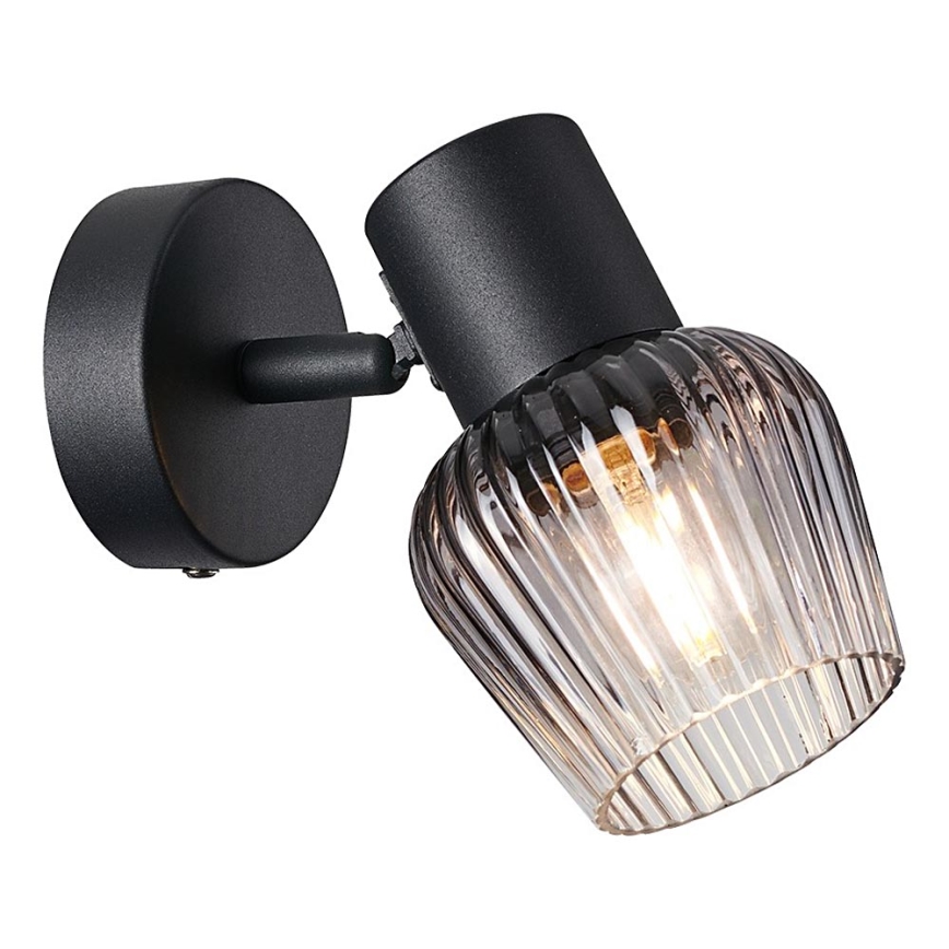 Prezent 14100 - Nástenné bodové svietidlo OASIS 1xE27/60W/230V čierna/dymová