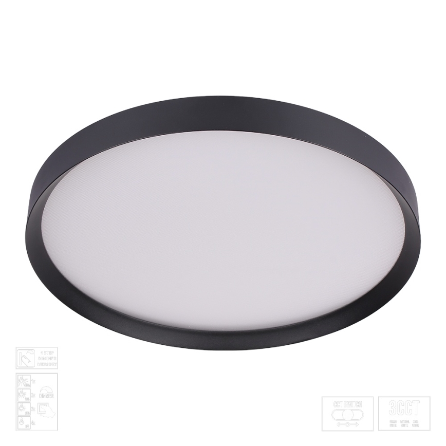 Prezent 17317 – stmievateľné stropné LED svietidlo MAYSA, 72 W, 230 V, 3000/4000/6000 K, priemer 77 cm, čierne
