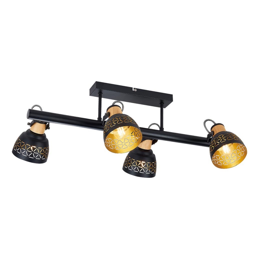 Prezent 27524 - Prisadený luster MESCALA 4xE14/40W/230V čierna/kaučukovník