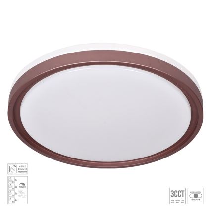 Prezent 71344 - LED stmievateľné stropné svietidlo FLOREN LED/30W/230V 3000/4000/6500K pr. 41,5 cm hnedá