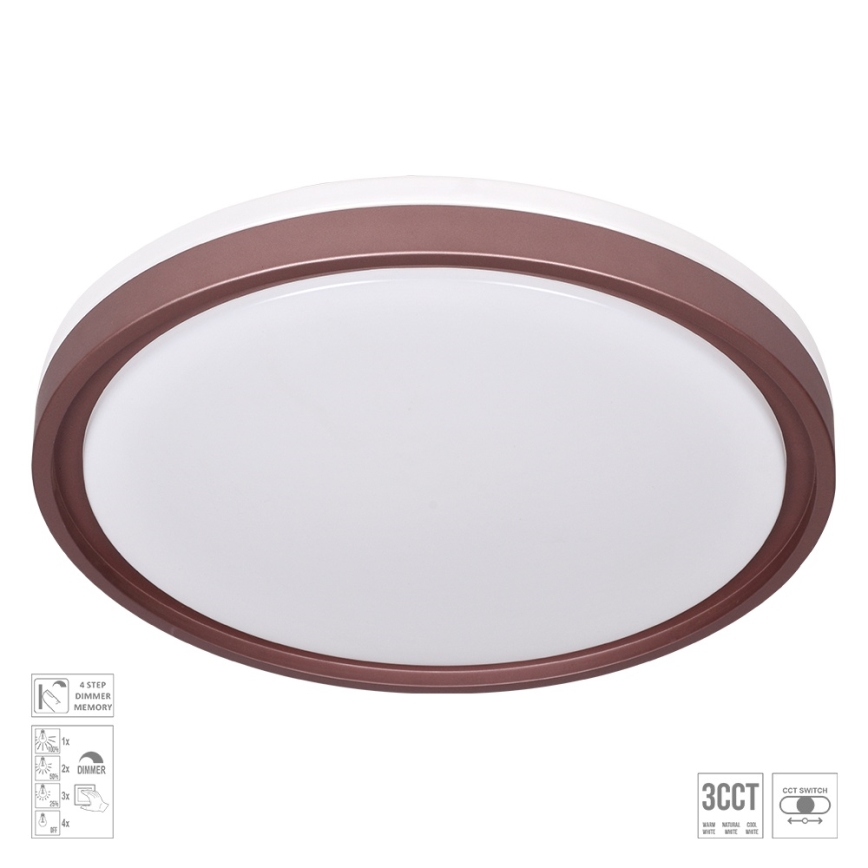 Prezent 71344 - LED stmievateľné stropné svietidlo FLOREN LED/30W/230V 3000/4000/6500K pr. 41,5 cm hnedá