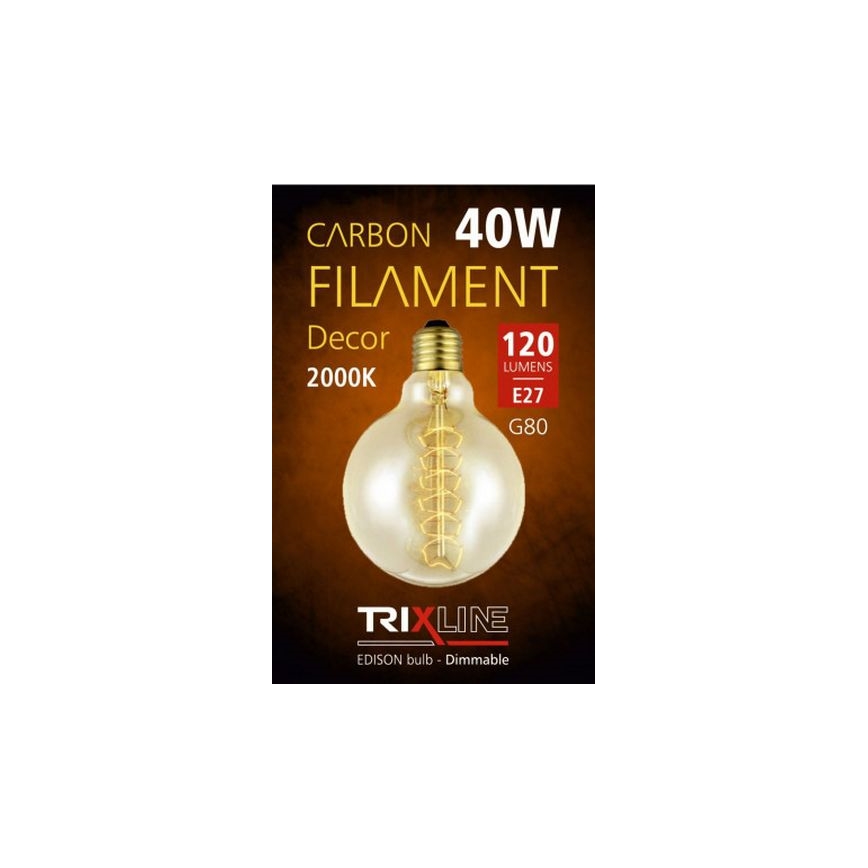 Priemyselná dekoračná stmievateľná žiarovka VINTAGE G80 E27/40W/230V 2000K