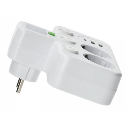 Rozbočovacia zásuvka s vypínačom a LED osvetlením LINEA PRO 2Z + 3xUSB A/C SCHUKO 4000K biela