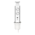 Pripojovací zásuvkový stĺpik na dosku stola 2x230V + USB-A + USB-C